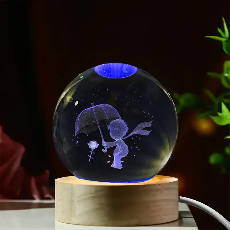 6cm 3D Carved Umbrella Boy Crystal Ball Nightlight Indoor Tabletop Suitable for Friends and Family Gifts Graduation Gifts - Image 5