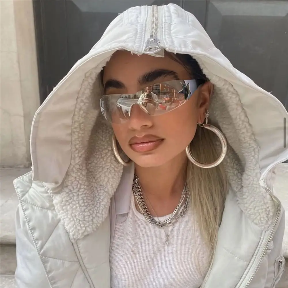 2025 Fashion Punk Y2K Sunglasses for Women Men Trendy Wrap Around Sun Glasses Shades Star Decoration Eyewear UV400 Goggles - Image 4