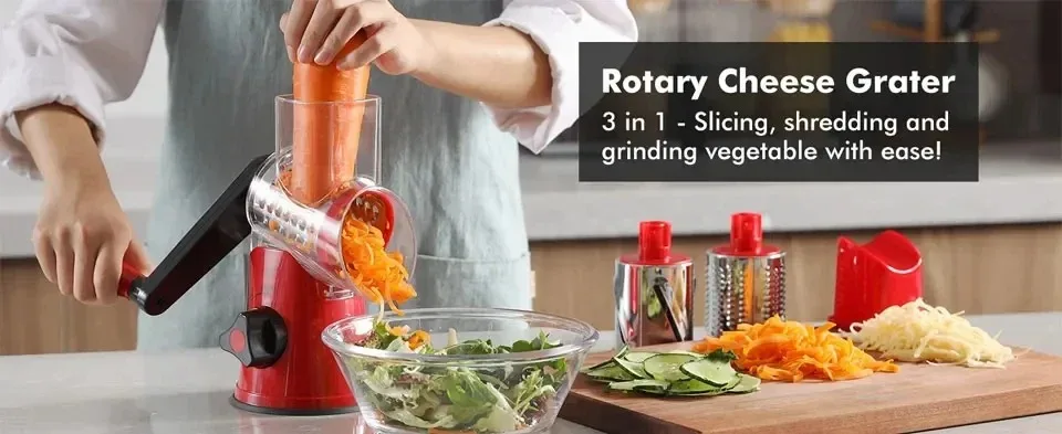 Manual Rotary Grater For Cheese And Vegetable Potato Slicer Mandoline Chopper Stainless Steel Cutter Kitchen Accessorie Tools - Image 11