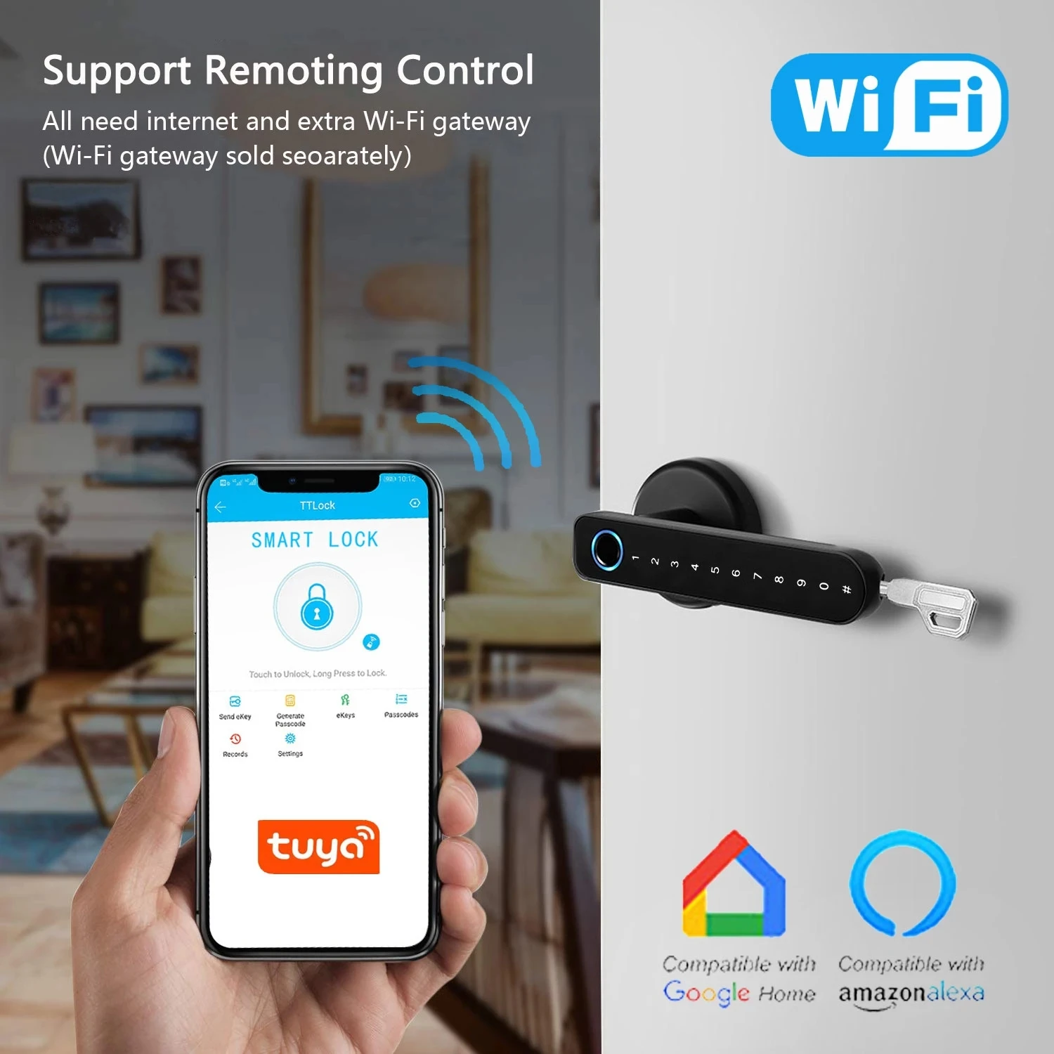 US/EU Tuya Biometric Fingerprint Smart Door Lock Password Electronic Digital Lock Keyless Entry Door Knobs lock for Bedroom Home - Image 6