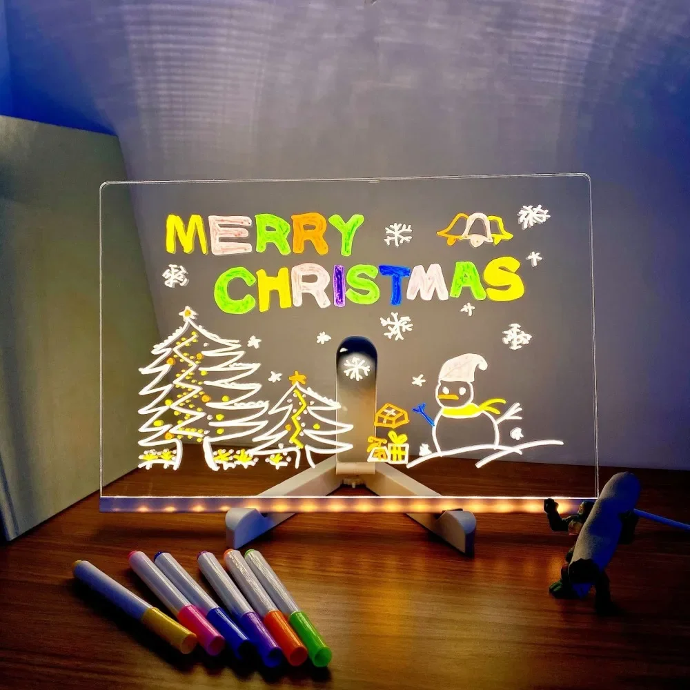 USB LED Light up Acrylic Message Board Erasable Children's Drawing Board CIY Birthday Gift for Kids Bar Advertising Display - Image 6