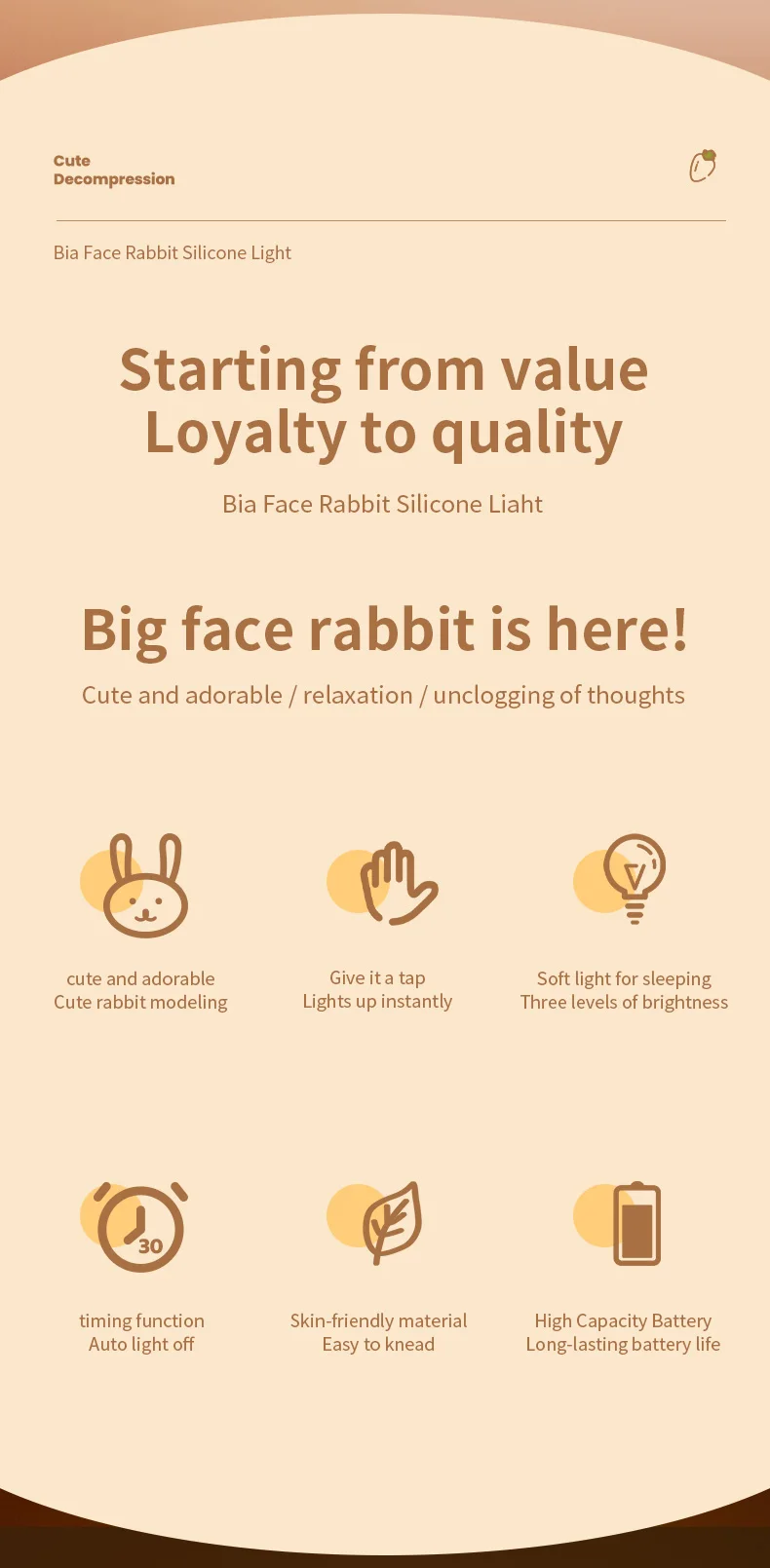 1pc Cute Rabbit-shaped USB Rechargeable Silicone Night Light for Bedroom - Eye Protection Sleep Bedside Lamp Desk Lighting - Image 8