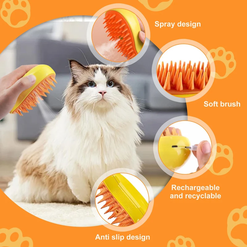 3 in 1 Pet Brush Cat Steam Brush Comb Dog Brush Electric Spray Cat Hair Brushes Massage Pet Grooming Hair Removal Combs - Image 4