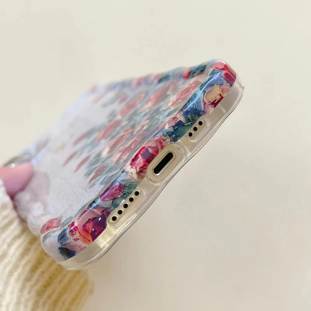 Retro Oil Painting Phone Case For iPhone 13 14 15 16 ProMax 12 11 Luxury Flower Print Shockproof Silicone Cover Artistic Decor - Image 5