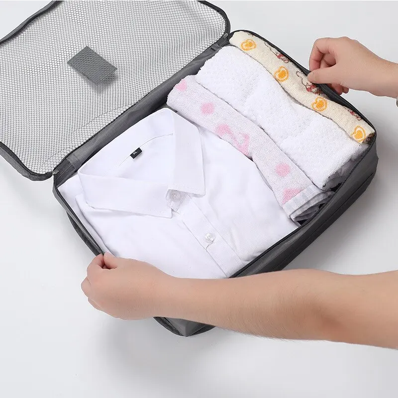 6 Pcs Travel Clothes Storage Bags Set Portable Luggage Organizer Suitcase Pouch Pouch Packing Cube For Shoes Packing Clothes - Image 10