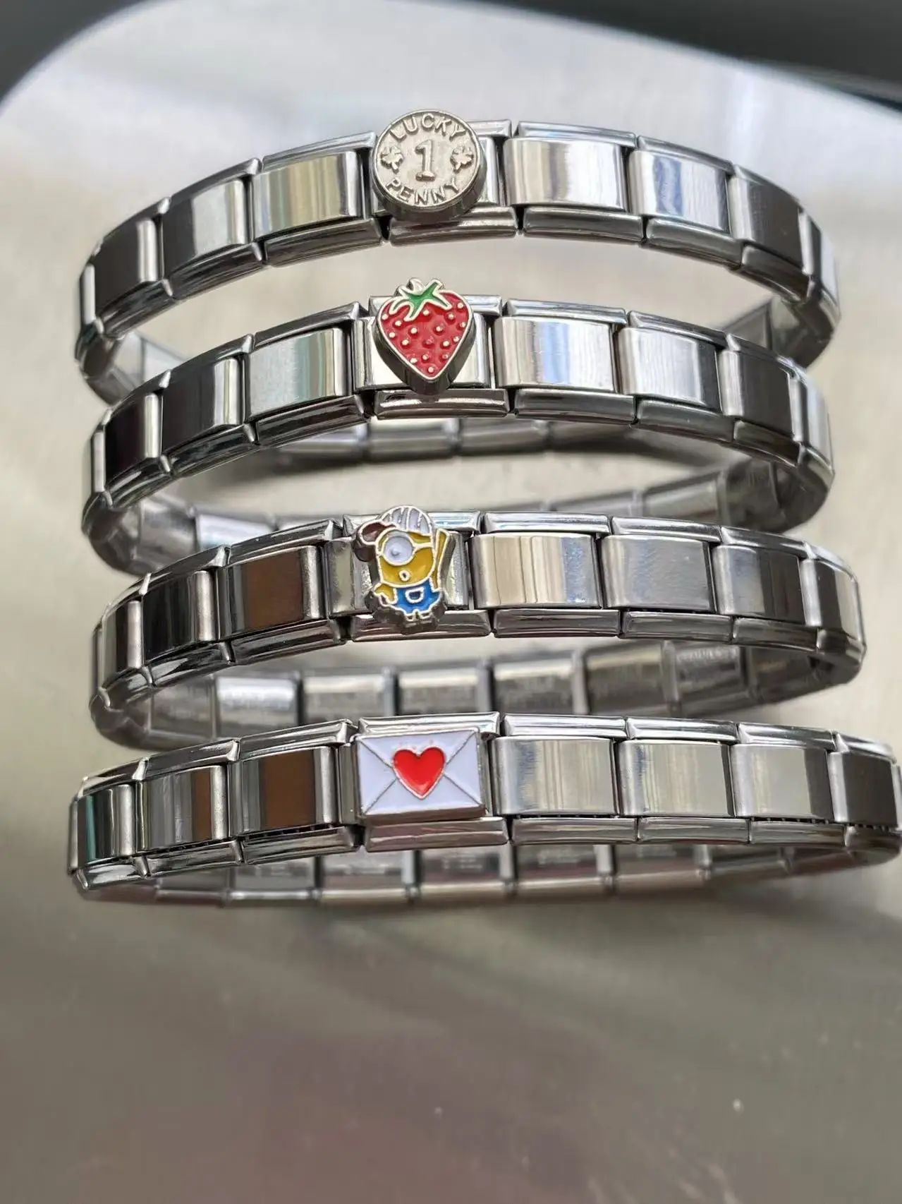 New Women's Jewelry Italian Elastic Charm Bracelet Fashion Italian Links 9mm Width Bracelet Stainless Steel Jewelry DIY Making