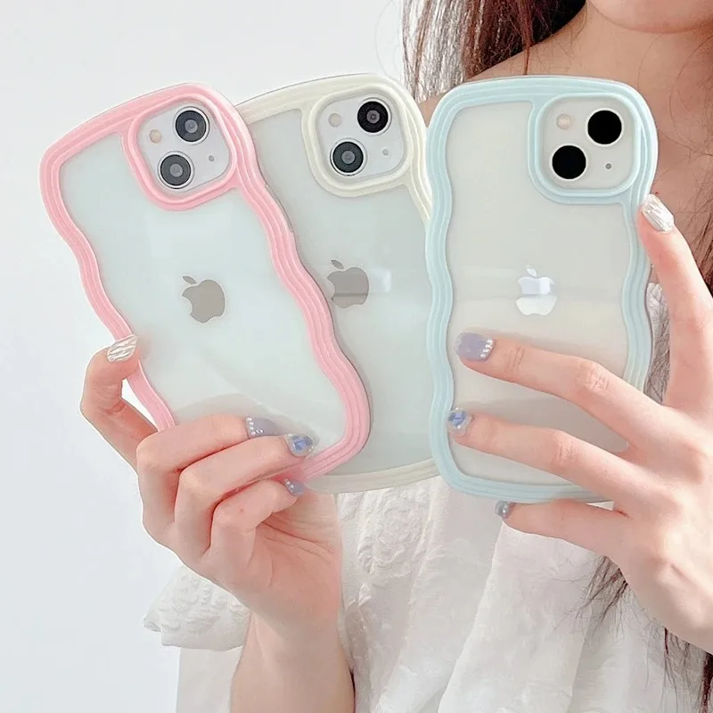 Candy Wavy Lines Bumper Case For iPhone 16 15 11 12 13 14 Pro Max Plus X XR XS Max Shockproof Transparent Hard Back Cover Funda - Image 3