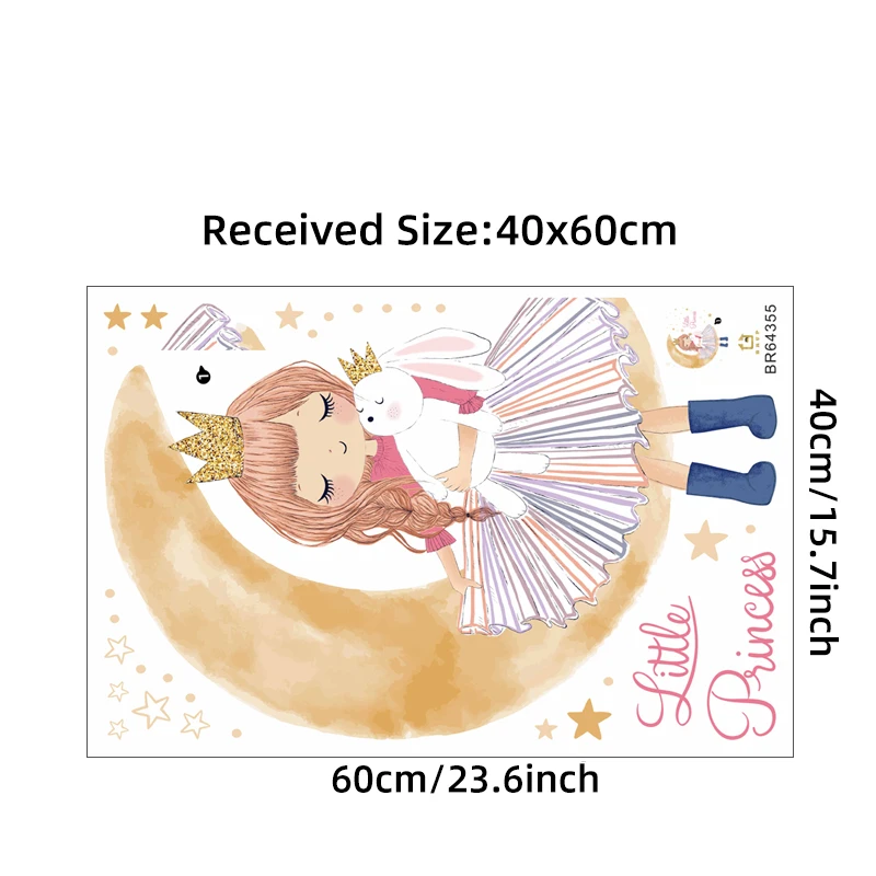 Girl Moon Butterflies Wall Stickers Kid Girls Room Bedroom Decoration Baby Nursery Home Decor Accessories Living Room Wall Decal - Image 12