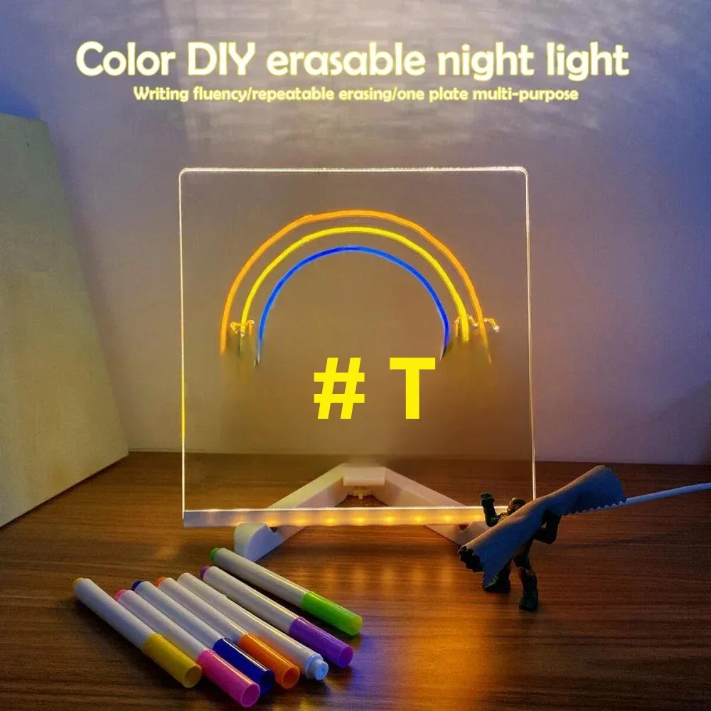 USB LED Light up Acrylic Message Board Erasable Children's Drawing Board CIY Birthday Gift for Kids Bar Advertising Display - Image 3