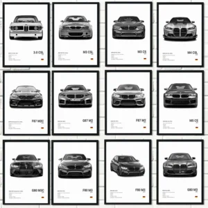 Famous Cars M5 CS G80 M3 Canvas Wall Art Print Poster M3 CSL E36 E39 Decorative Mural Modern Home Decor Birthday Gift Unframed