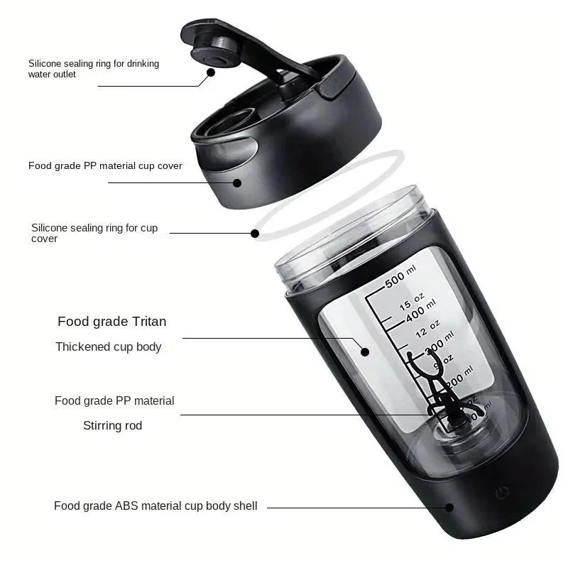 650ml Electric Protein Powder Mixing Cup Automatic Shaker Bottle Mixer Shake Bottle Milk Coffee Blender Portable Mixing Cups - Image 4