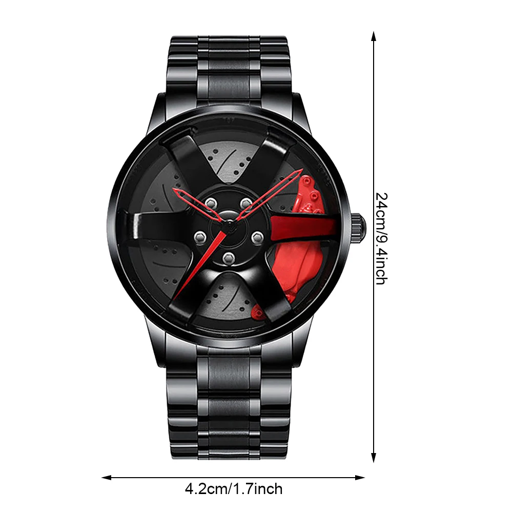 Cool And Cool Fashion Stainless Steel Men's Quartz Wristwatch Dial Sport Car Rim Wheel Hub Watch Business Luxury Wrist Watches - Image 6
