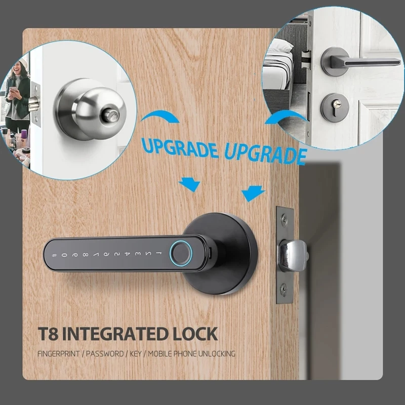 US/EU Tuya Biometric Fingerprint Smart Door Lock Password Electronic Digital Lock Keyless Entry Door Knobs lock for Bedroom Home - Image 4