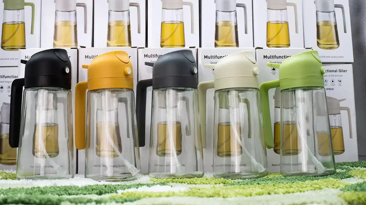 2-in-1 Dark Glass Oil Sprayer Olive Oil Dispenser Black Lightproof Oil Sprayer for Cooking Salads and Barbecues Barbecue Tools - Image 11