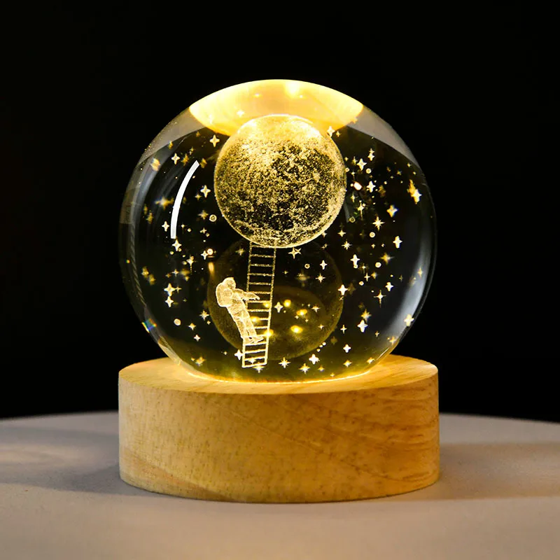 3D Crystal Lights Lamp Glowing Planetary Galaxy Night Light Crystal Ball Night Lights Bedside Light Home Decor Christmas Gift - Image 12