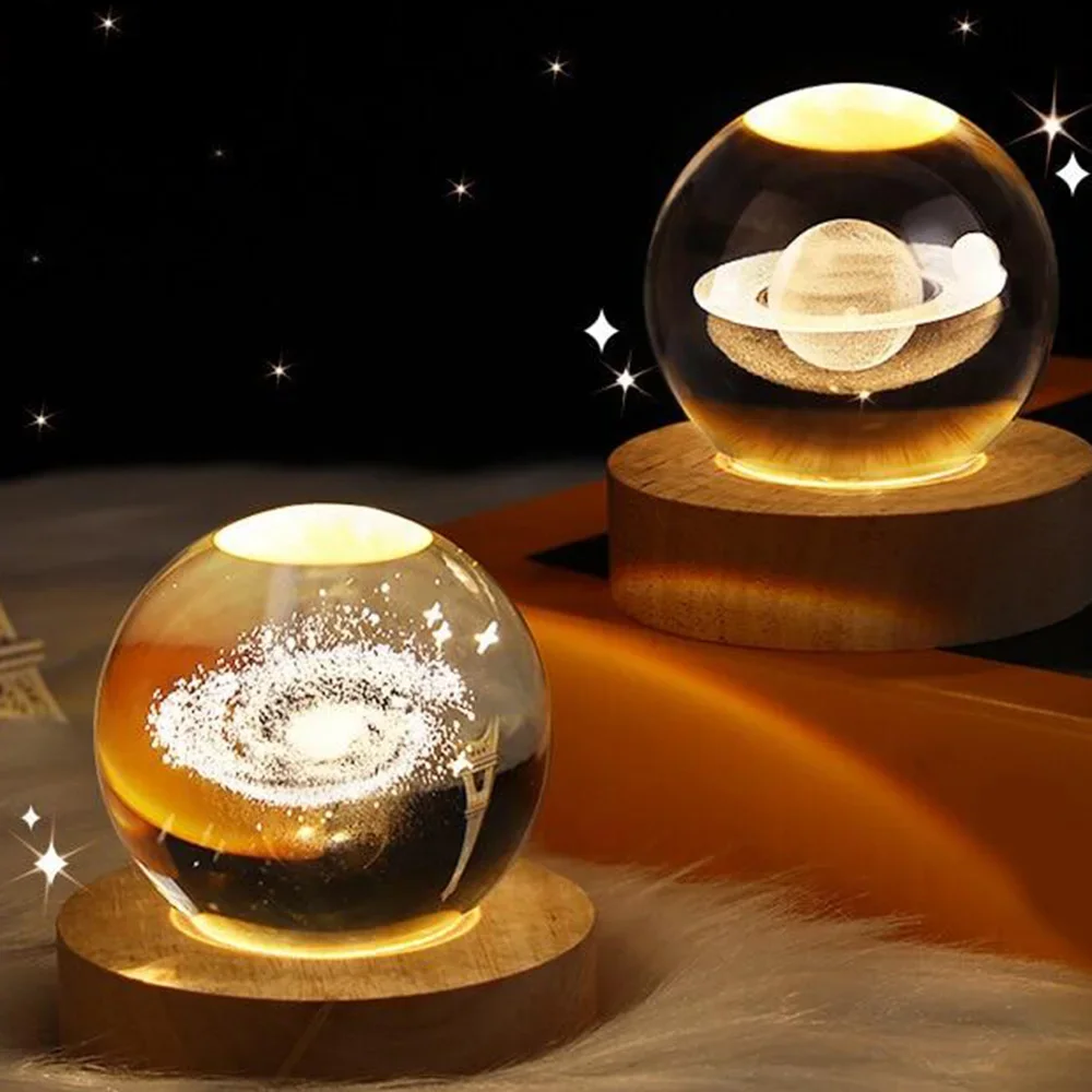 3D Crystal Ball Lamp Laser Engraved Solar System Planet Moon Night Lights Home Desktop Decor Valentine's Day Kids Birthday Gift - Image 7